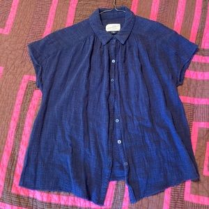 Small navy blue short-sleeved button-down